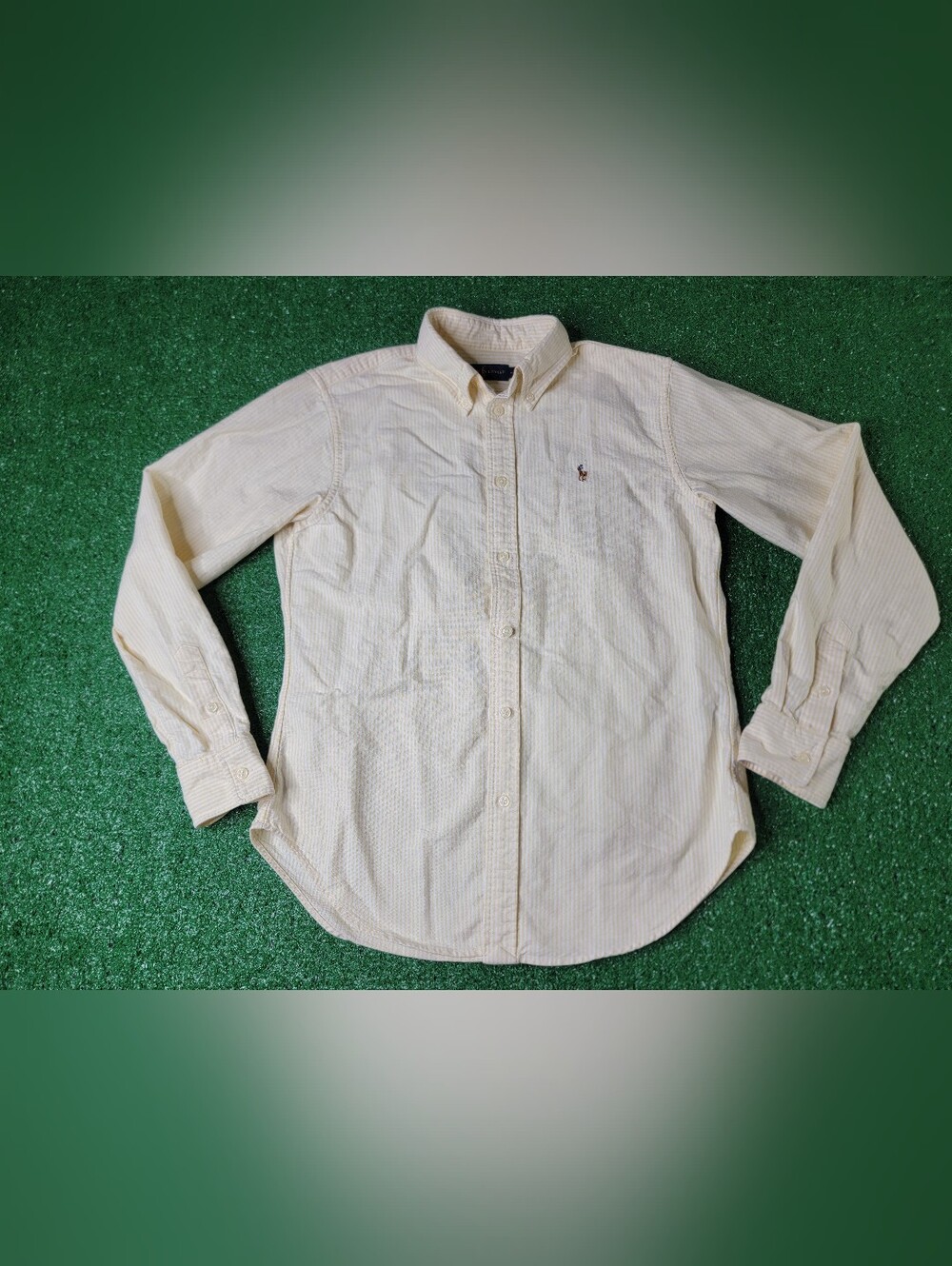 Polo Ralph Lauren Men's Button Down Long Sleeve Striped Shirt Small Yellow White